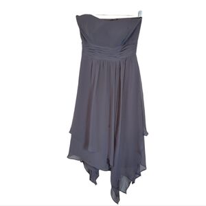 Alfred Angelo‎ Charcoal Gray Strapless Chiffon Dress Size 2